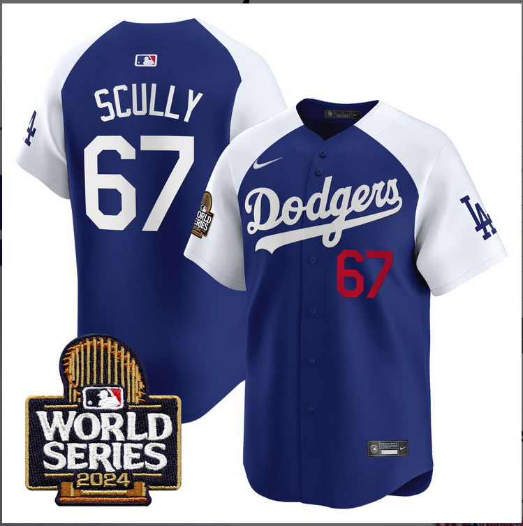 Men MLB Los Angeles Dodgers 67 Scully blue 2024 World Series Champions Patch Limited Jersey20241105